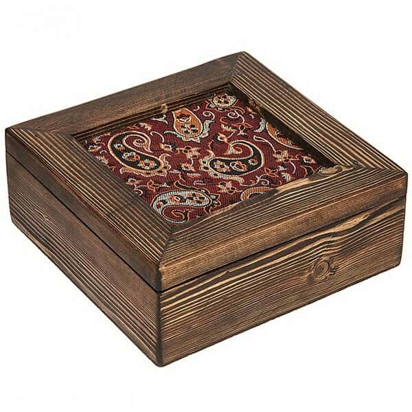 اشیاء تزئینی و فانتزی   جعبه چوبی طرح ترمه مربعی سایز بزرگ130386